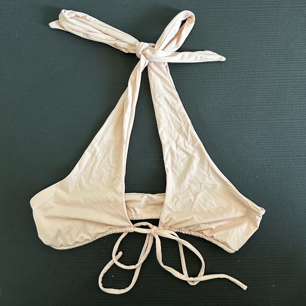 Riot Swim Light Pink Toka Halter Bikini Swim Top Front Tie Body Sculpting
